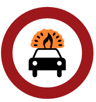 Prohibido el paso a vehículos que transporten mercancías inflamables o explosivas